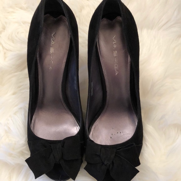 Via Spiga Black suede heels with bows - Picture 1 of 3